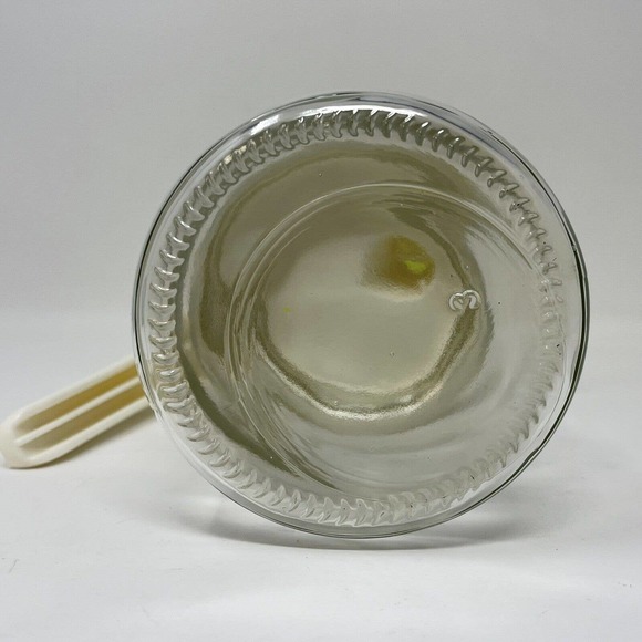 Retro Glass 7" Syrup Dispenser Pourer w Plastic Handle and Flip Top Cover Lid - Picture 9 of 11